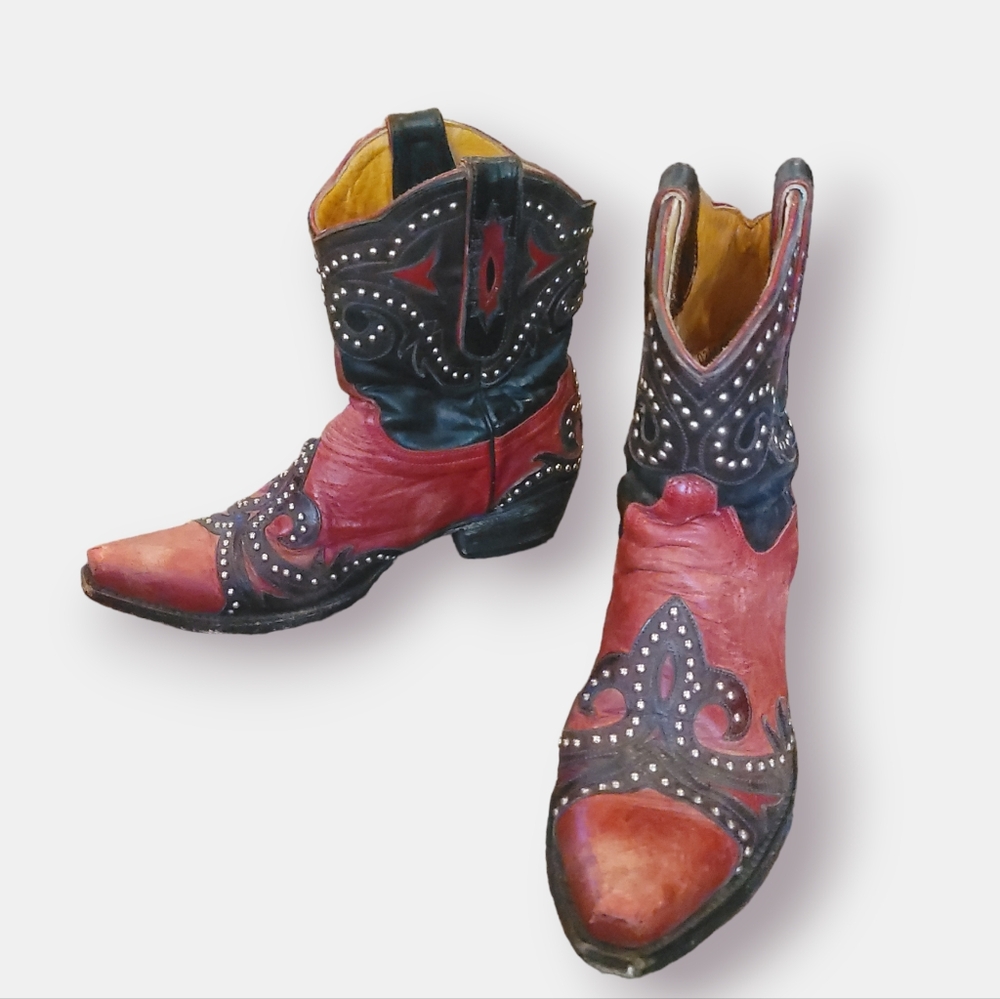 Old Gringo Black and Red Embleshed Cowboy Boots